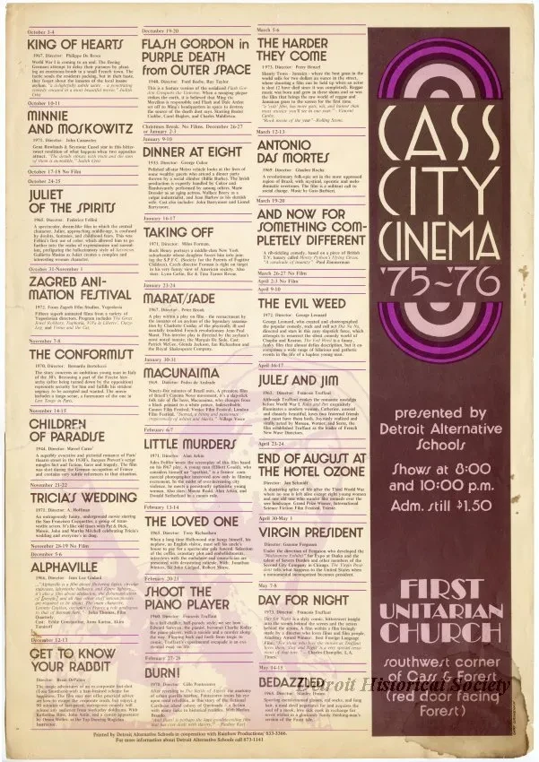 Poster - Cass City Cinema, '75-'76