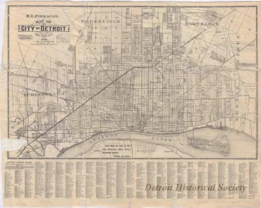 Map, Detroit - R. L. Polk & Co.'s Map of the City of Detroit Michigan 1900
