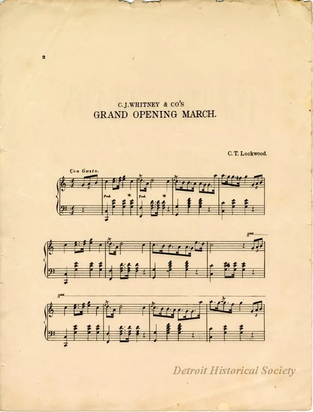 Music, Sheet - C.J. Whiney & Co.'s Grand Opening March