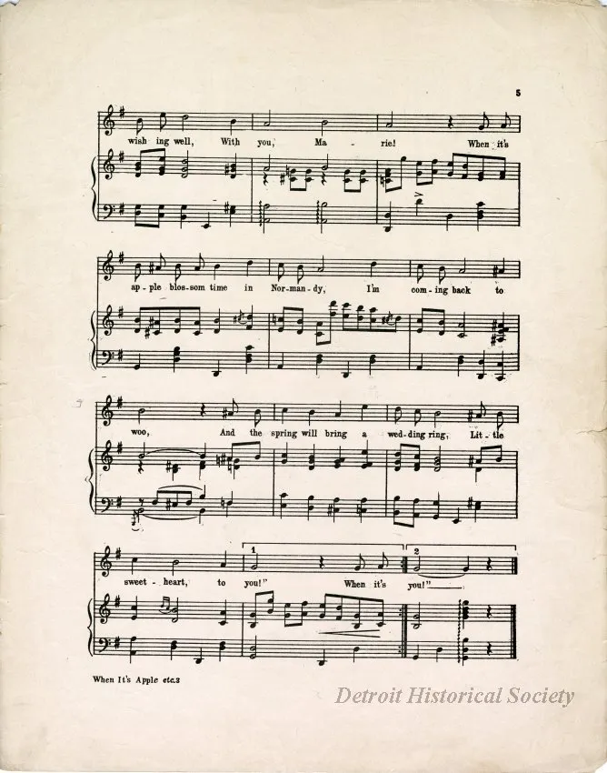 Music, Sheet - When It's Apple Blossom Time in Normandie