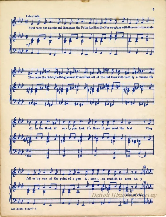 Music, Sheet - Any Bonds Today?