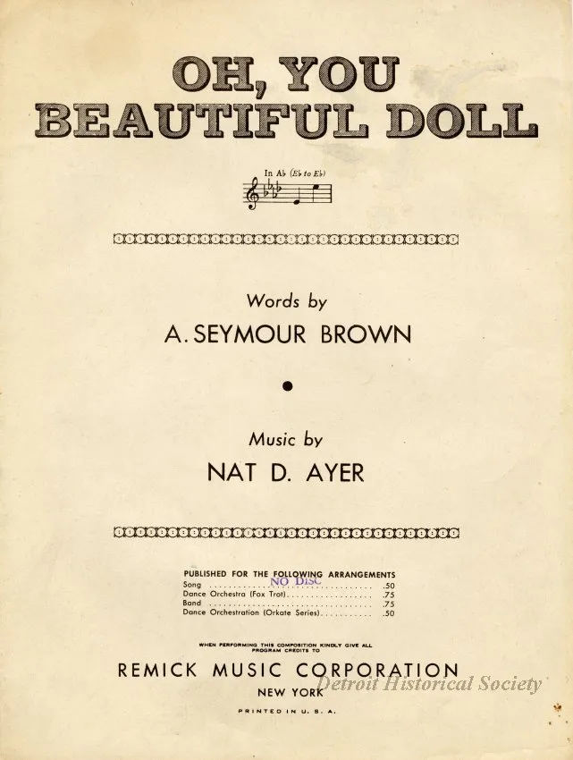 Music, Sheet - Oh, You Beautiful Doll
