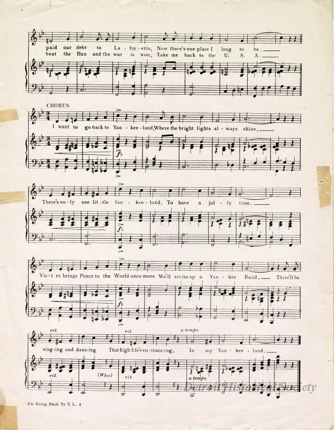 Music, Sheet - I'm Going Back to Yankee Land