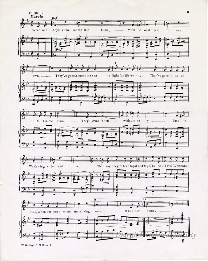 Music, Sheet - When Our Boys Come Marching Home