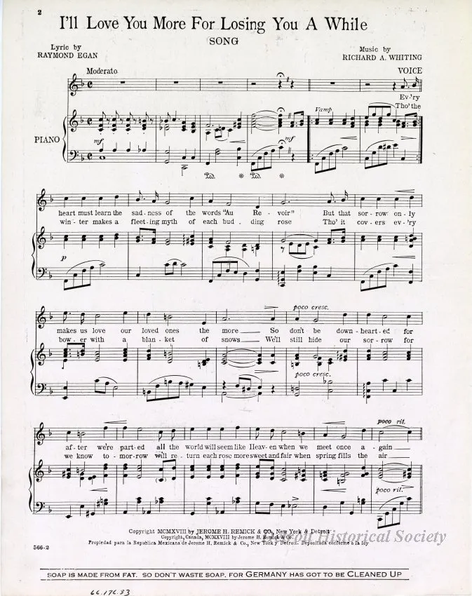 Music, Sheet - I'll Love You More for Losing You a While