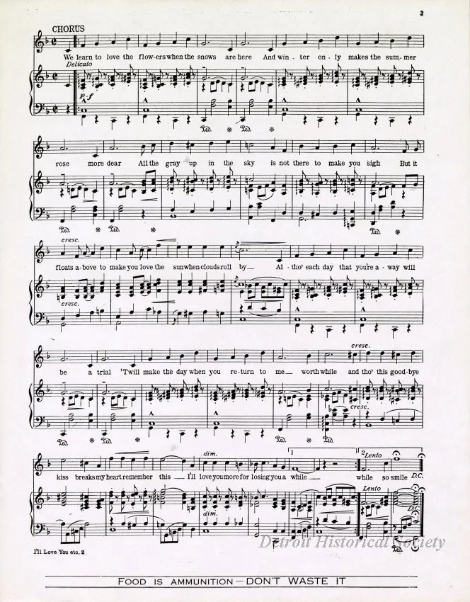 Music, Sheet - I'll Love You More for Losing You a While
