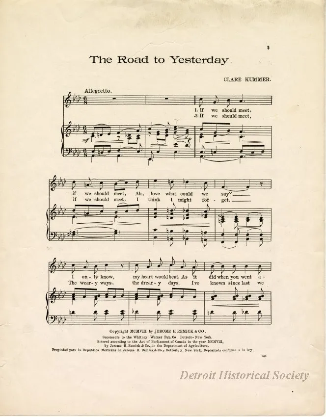 Music, Sheet - The Road to Yesterday