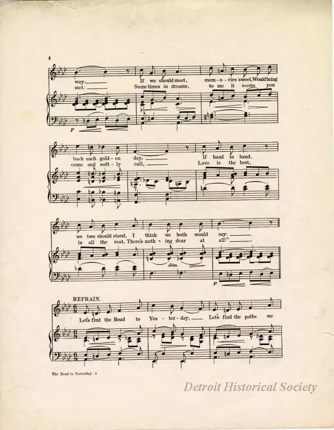 Music, Sheet - The Road to Yesterday