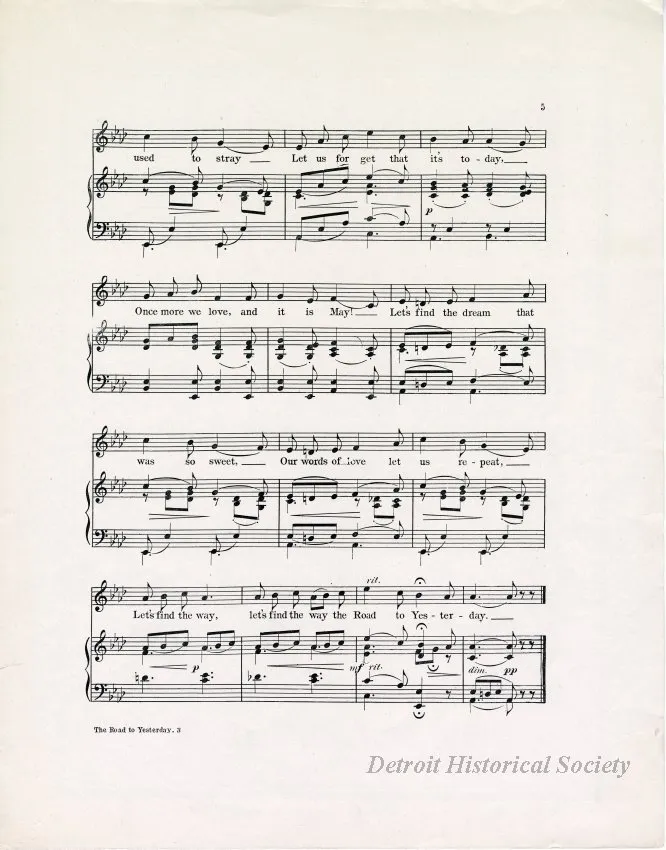 Music, Sheet - The Road to Yesterday
