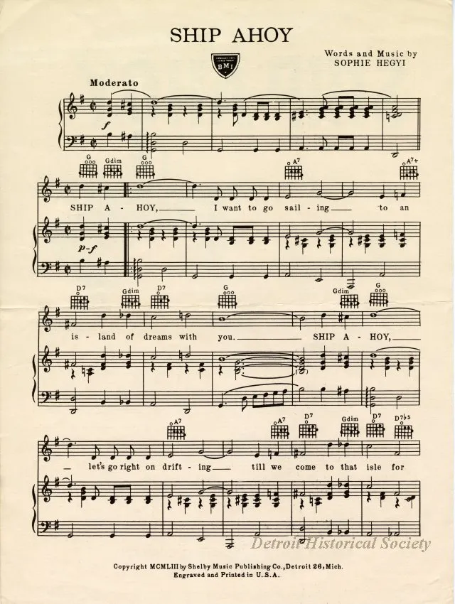 Music, Sheet - Ship Ahoy