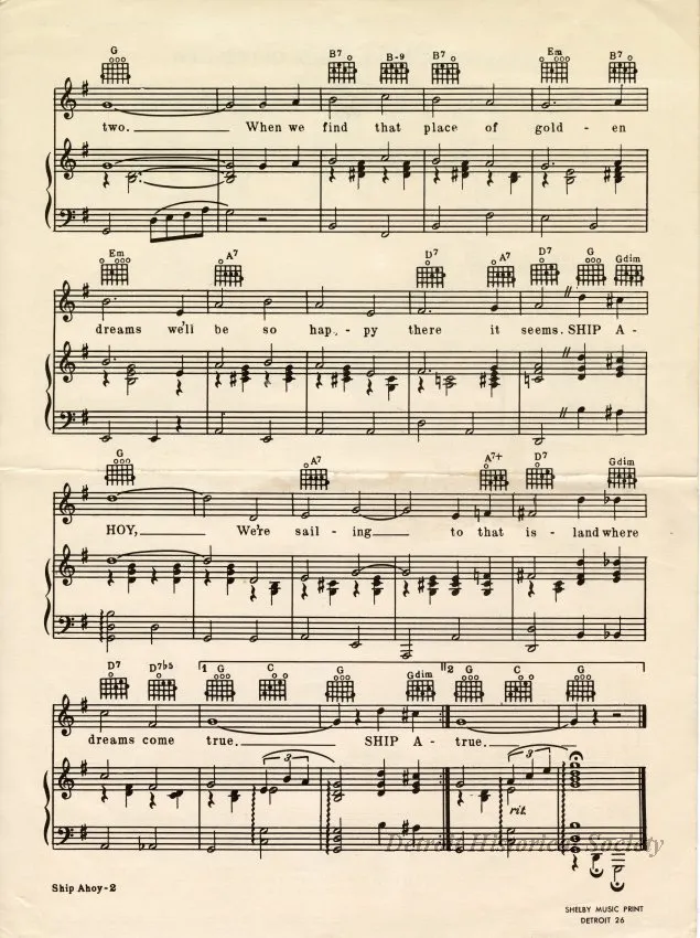 Music, Sheet - Ship Ahoy