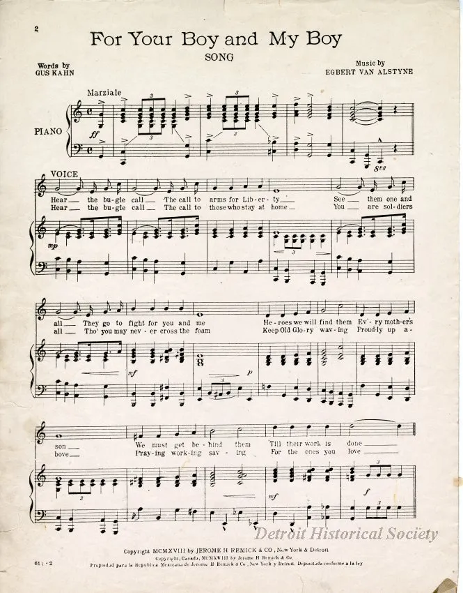 Music, Sheet - For Your Boy and My Boy