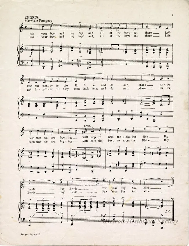 Music, Sheet - For Your Boy and My Boy