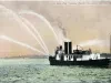 Postcard - Fire Tug "James Battle" in action, Detroit, Mich. - Fire Tug "James Battle" in action, Detroit, Mich.