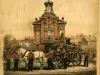 Lithograph - Phoenix Steam Fire Engine No. 3 of Detroit as it apeared in the funeral procession of the late President Lincoln, April, 25th 1865. Presented by Robert Meginity