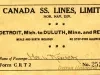 Ticket, Transportation - Canada SS. [Steamship] Lines, Limited
Nor. Nav. Div. [Northern Navigation Division]
