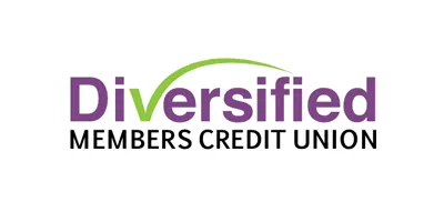 Diversified Members Credit Union logo with purple and green text.